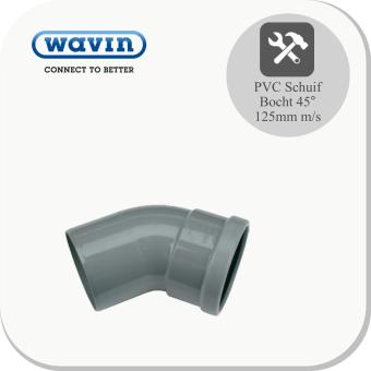 Wafix PVC bocht 45° mof/spie 125mm grijs